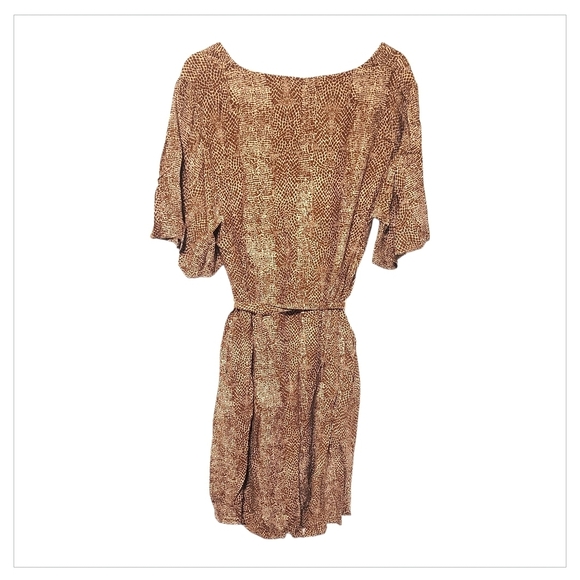 A New Day XXL Brown Snakeskin Print Midi Dress NWT Belted V Neck Boho Plus Size - Picture 4 of 9